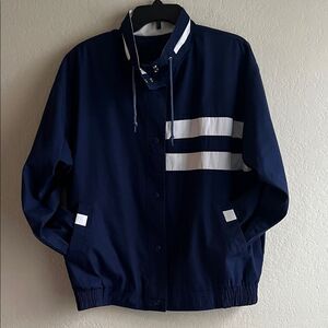 Vintage Current Air Navy Blue with White Accents Bomber Jacket Windbreaker in S